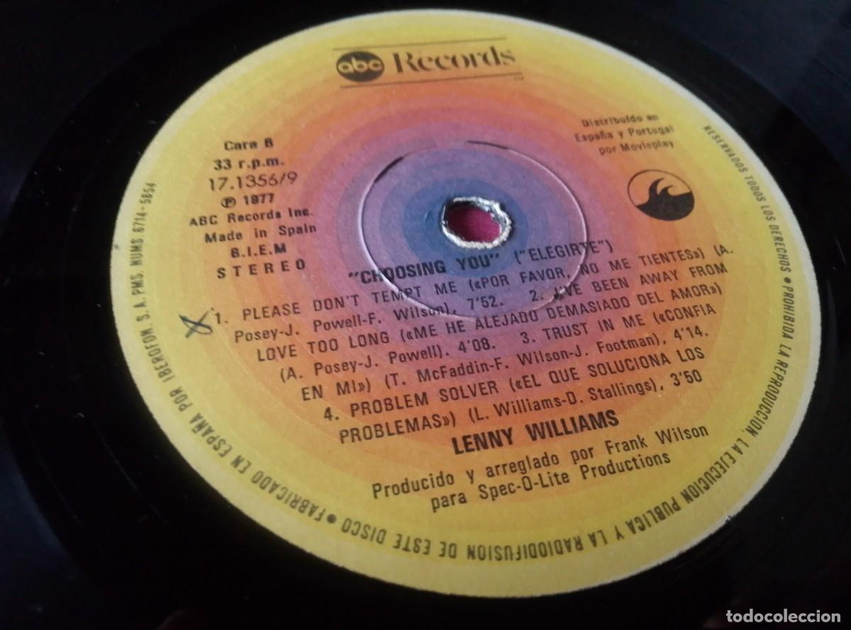 Discos de vinilo: LENNY WILLIAMS ELEGIRTE 1977 LP L32 4 2 - Foto 3