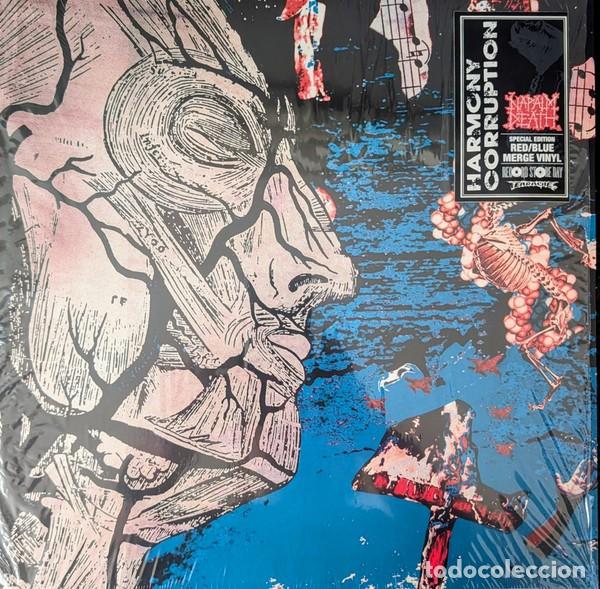 Discos de vinilo: NAPALM DEATH - HARMONY CORRUPTION &middot; LP RED & BLUE MERGE VINYL &middot; RSD 2026 &middot; new & sealed