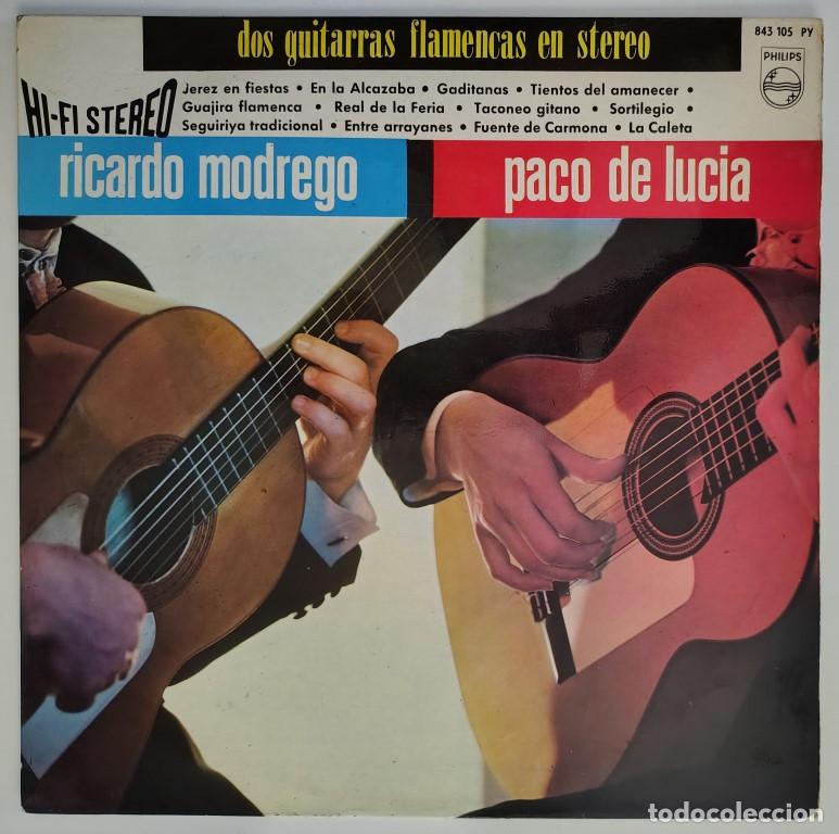 Discos de vinilo: Paco de Luc&iacute;a y Ricardo Modrego. Dos guitarras flamencas en stereo. Philips 843 105 PY Spain 1964 LP