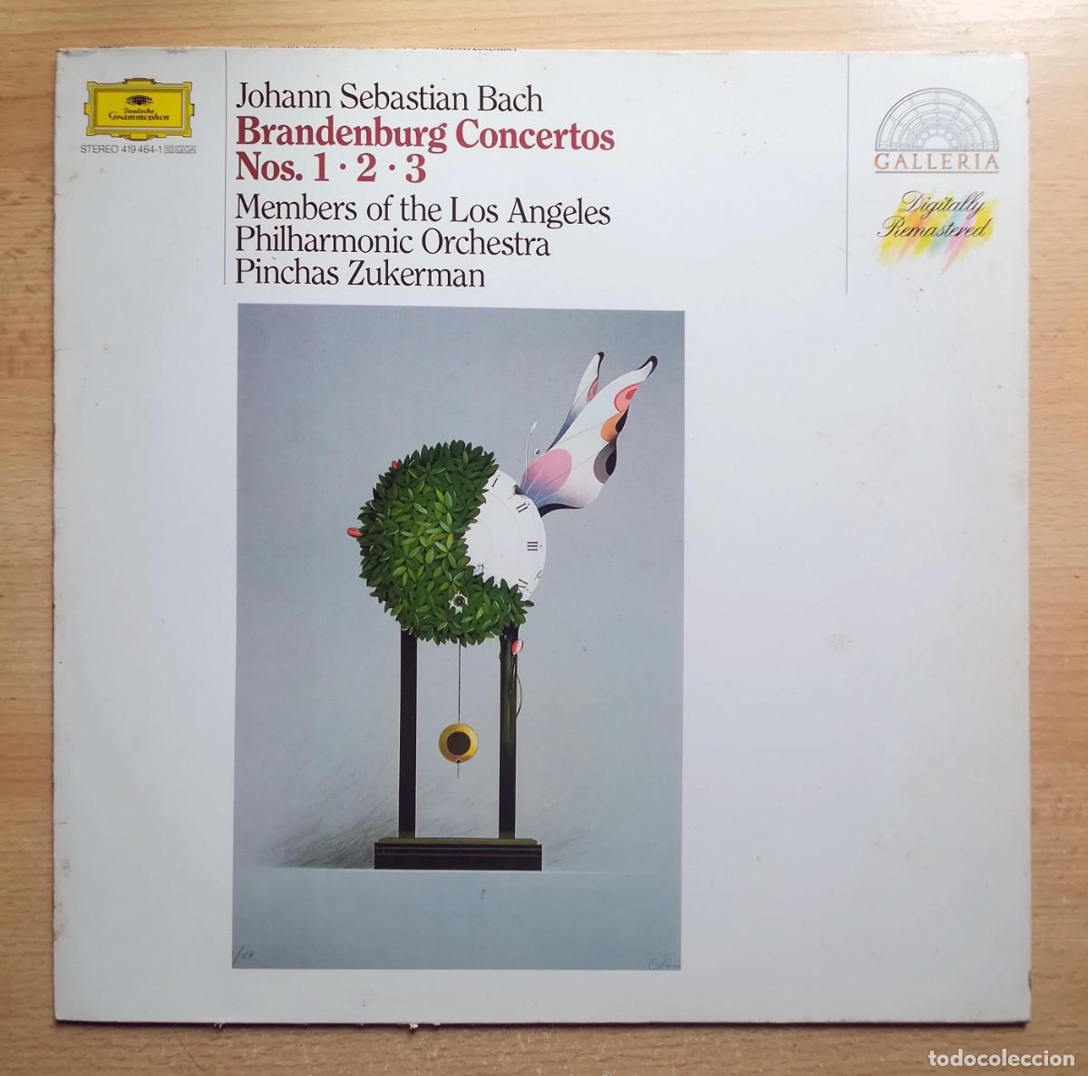 Discos de vinilo: Johan Sebastian Bach. Brandenburg Concertos N&ordm; 1, 2 y 3. Pinchas Zukerman. Los Angeles Philarmonic