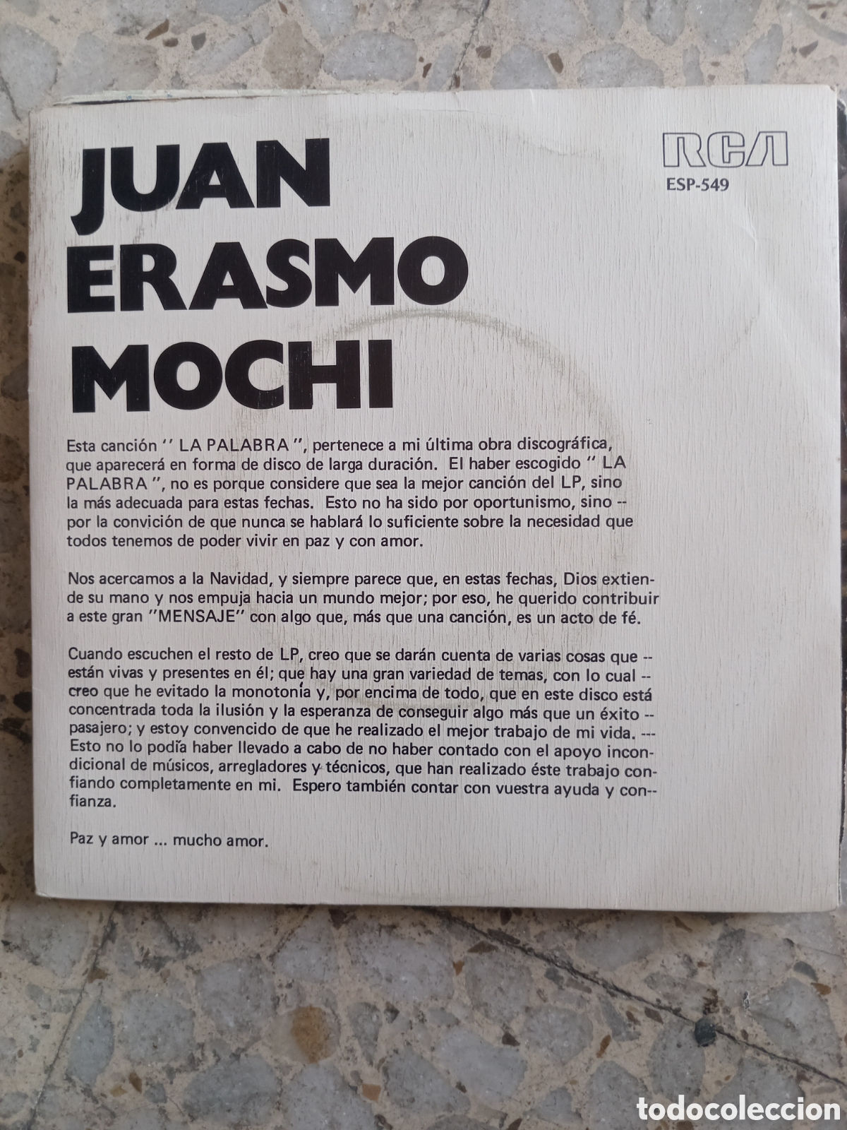 Discos de vinil: SGL JUAN ERASMO MOCHI ALBERTO BOURBON LA PALABRA ESTOY AQUI 1975 PROMO