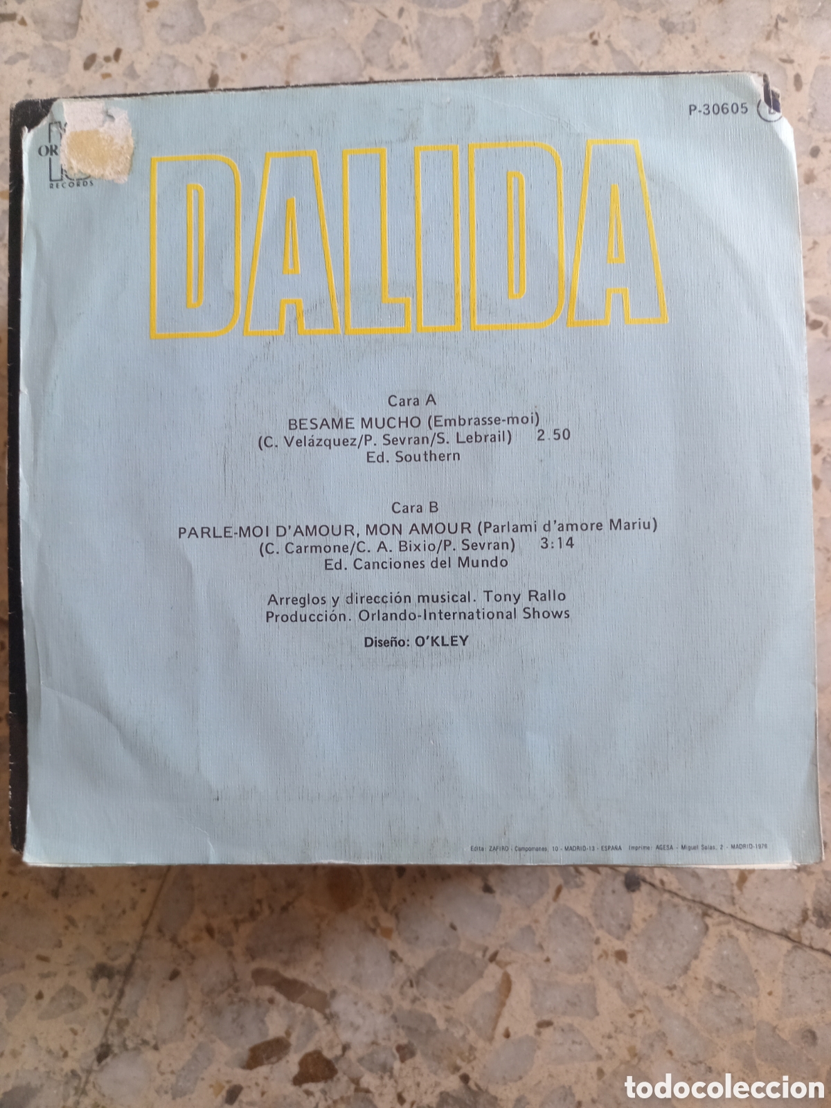 Discos de vinilo: SGL DALIDA BESAME MUCHO 1976 - Foto 2