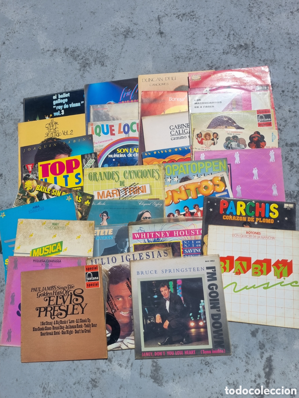 Discos de vinilo: Lote vinilos Brice Springsteen Julio Iglesias Elvis presley wintney houston
