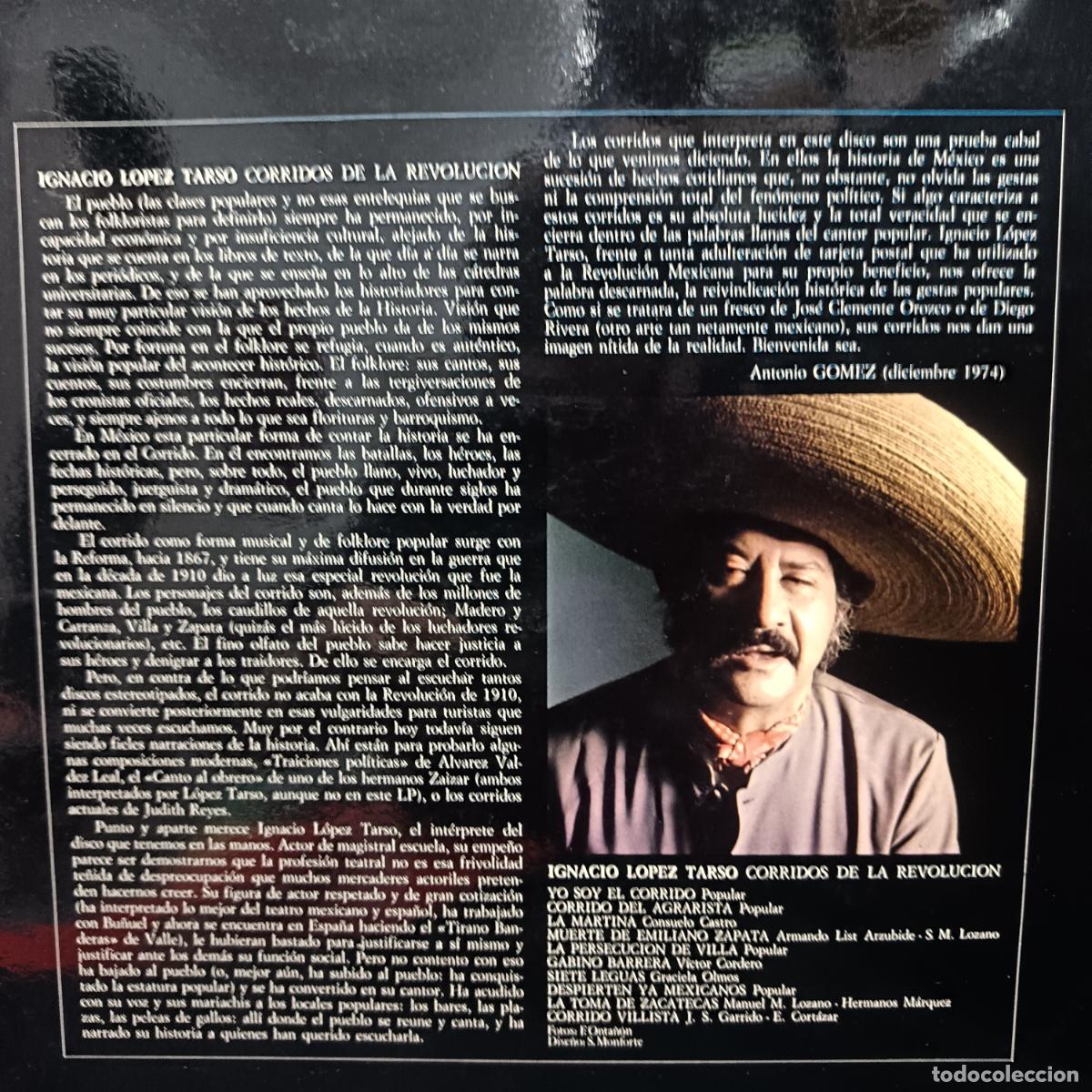 Discos de vinilo: Ignacio L&oacute;pez Tarso &ndash; Corridos De La Revolucion. LP 1974 - Foto 2