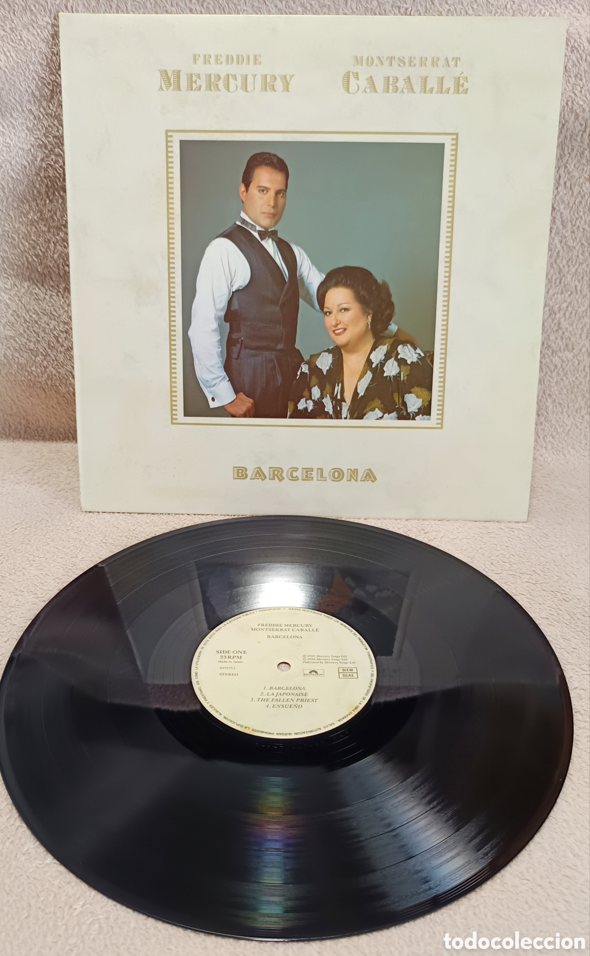 Discos de vinilo: LP Freddie Mercury & Montserrat Caball&eacute; - Barcelona. Ed. Original Espa&ntilde;a 1988 Polydor (Impecable NM/