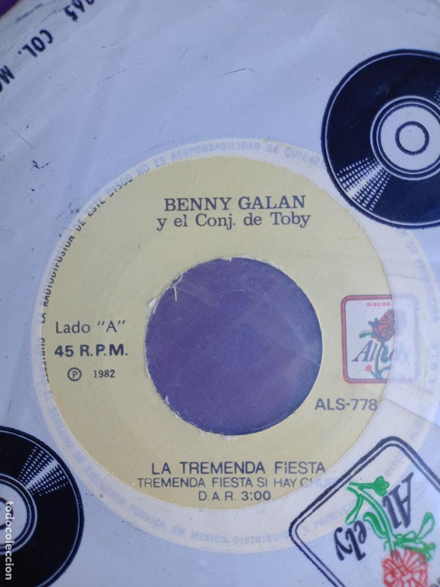Discos de vinilo: Benny Galan Con EL Conjunto De Toby &lrm;&ndash; La Tremenda Fiesta - Sg ALHELY 1982 - MEXICO CUMBIA SALSA