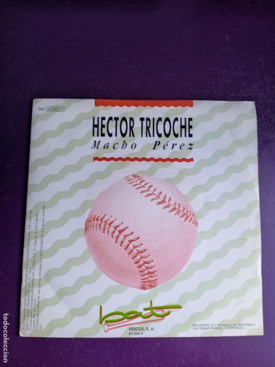 Discos de vinilo: Hector Tricoche &ndash; MACHO PEREZ - Sg BAT HISPAVOX 1991 PROMO - LATIN SALSA