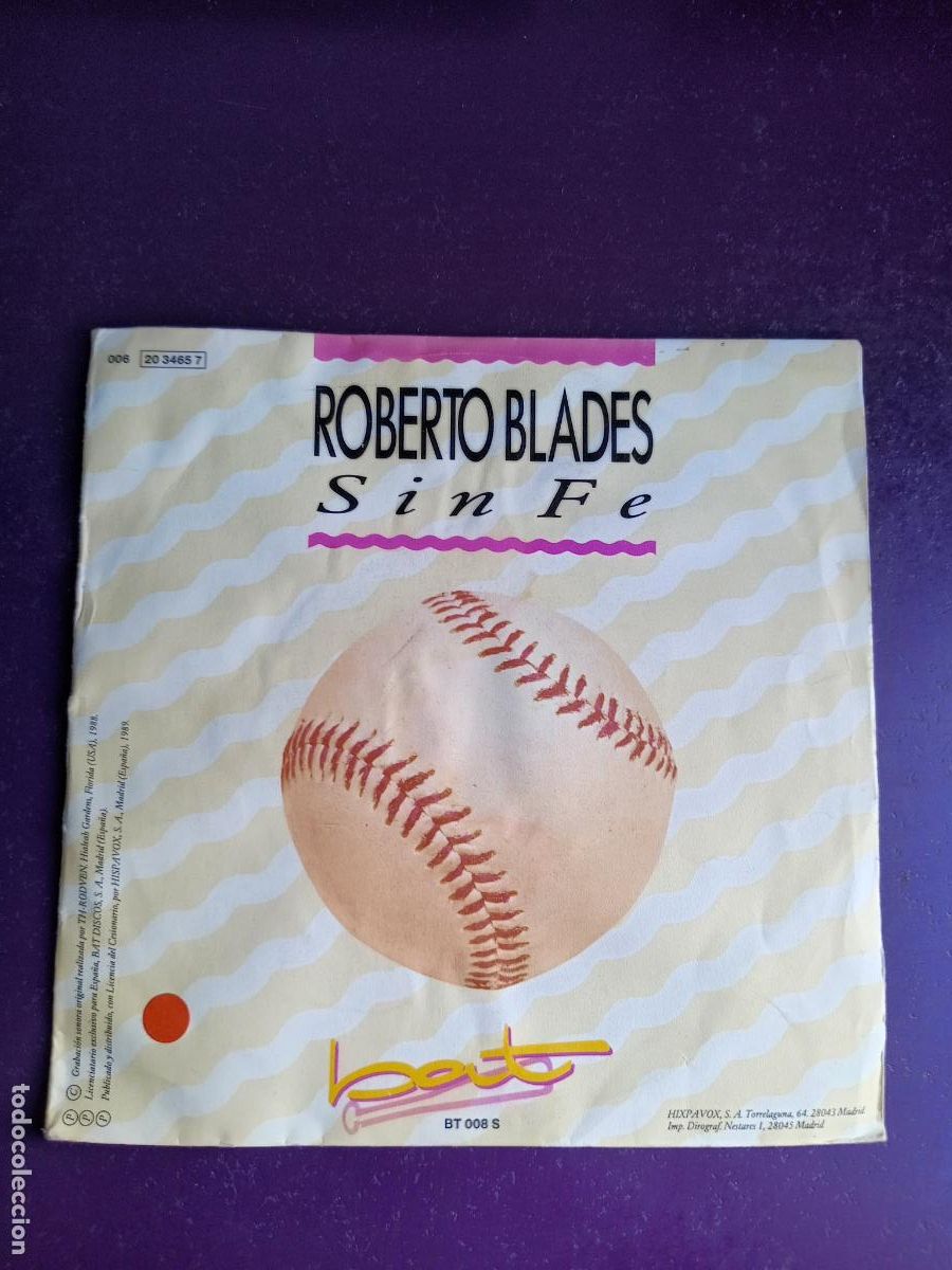 Discos de vinilo: Roberto Blades &ndash; Sin Fe - Sg BAT HISPAVOX 1989 PROMO - LATIN SALSA