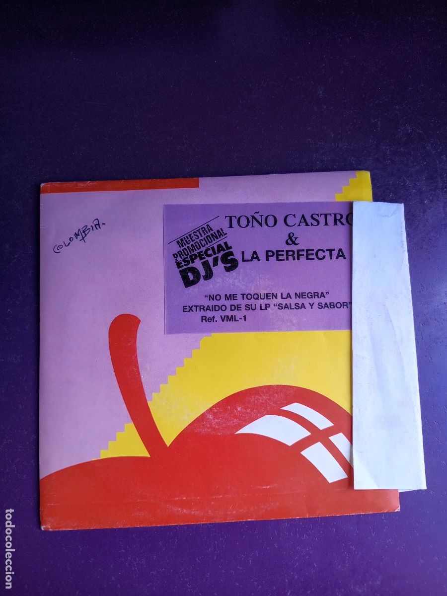 Discos de vinilo: To&ntilde;o Castro Y La Perfecta &lrm;&ndash; No Me Toquen La Negra - Sg MANZANA 1990 - SALSA COLOMBIA