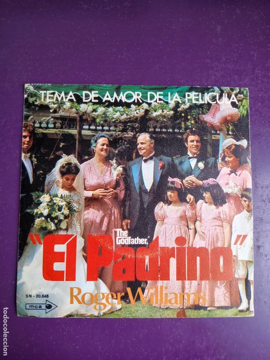 Discos de vinilo: Roger Williams - Nino Rota &lrm;&ndash; Tema De Amor de El Padrino - Sg MCA 1972 - BSO CINE - MARLON BRANDO