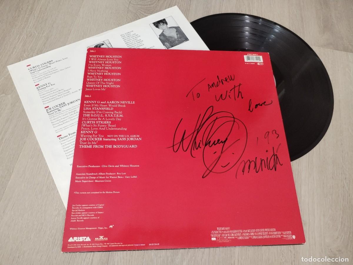 Discos de vinilo: WHITNEY HOUSTON - THE BODYGUARD - BANDA SONORA ORIGINAL CON LETRAS ..LP - 1992 - GERMANY . FIRMADO