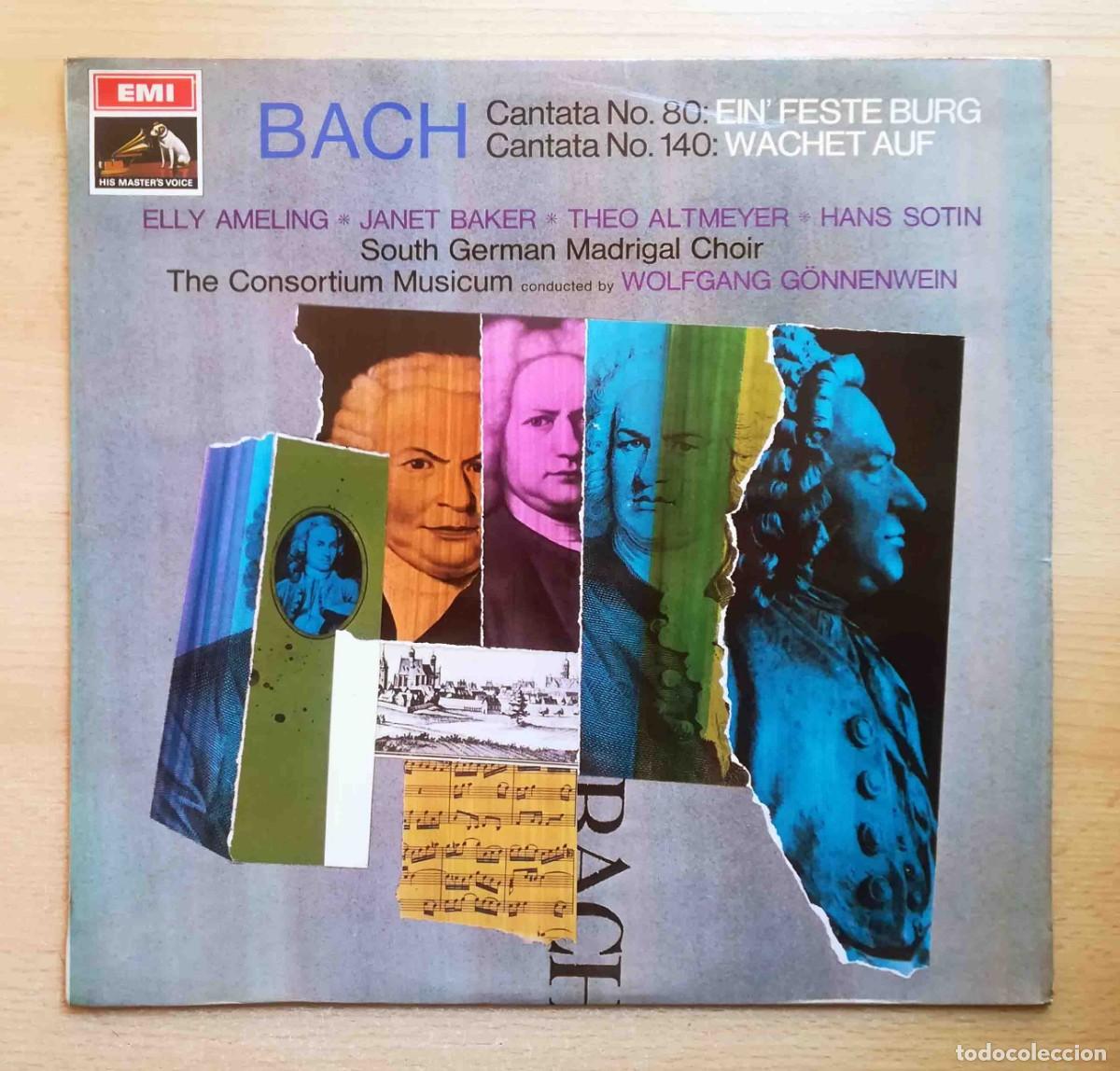 Discos de vinilo: Bach Cantata N&ordm; 80 y N&ordm; 140 South German Madrigal Choir. The Consortium Musicum. Wolfgang G&ouml;nnenwein
