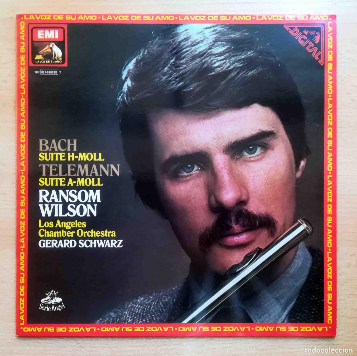Discos de vinilo: Bach. Suite H-Moll. Telemann. Suite A-Moll. Ransom Wilson. Los Angeles Chamber Or. Gerard Scharz.