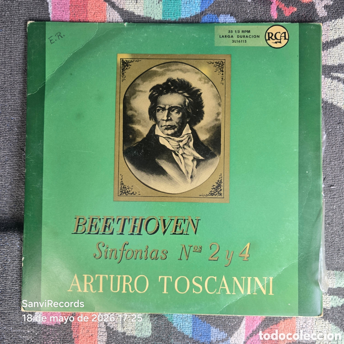Discos de vinilo: [LP] BEETHOVEN, ARTURO TOSCANINI Y ORQUESTA SINFONICA NBC: SINFON&Iacute;A N&deg; 2 Y 4 (RCA) (1956)