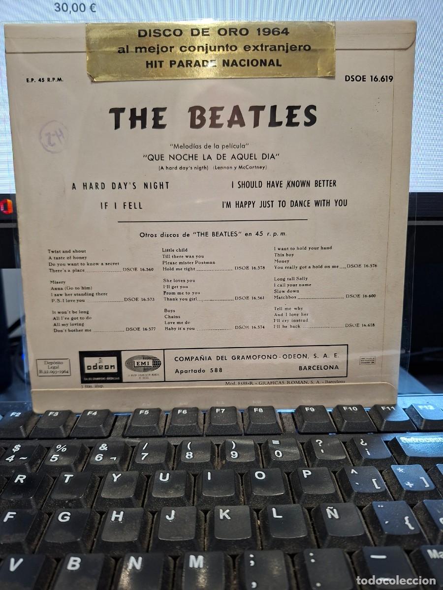 Discos de vinilo: THE BEATLES Que Noche EP ODEON ESPA&Ntilde;A 1964 // PEGATINA DISCO DE ORO EN CONTRAPORTADA EP VINILO C-42
