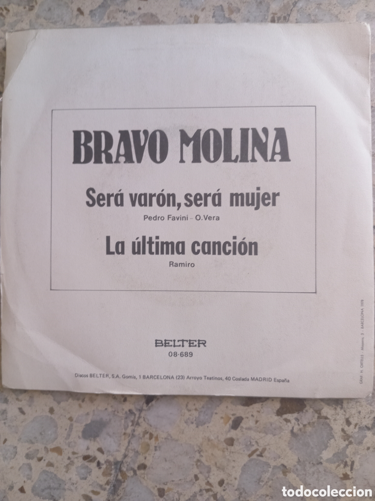 Discos de vinilo: SGL BRAVO MOLINA SERA VARON SERA MUJER 1978 - Foto 2