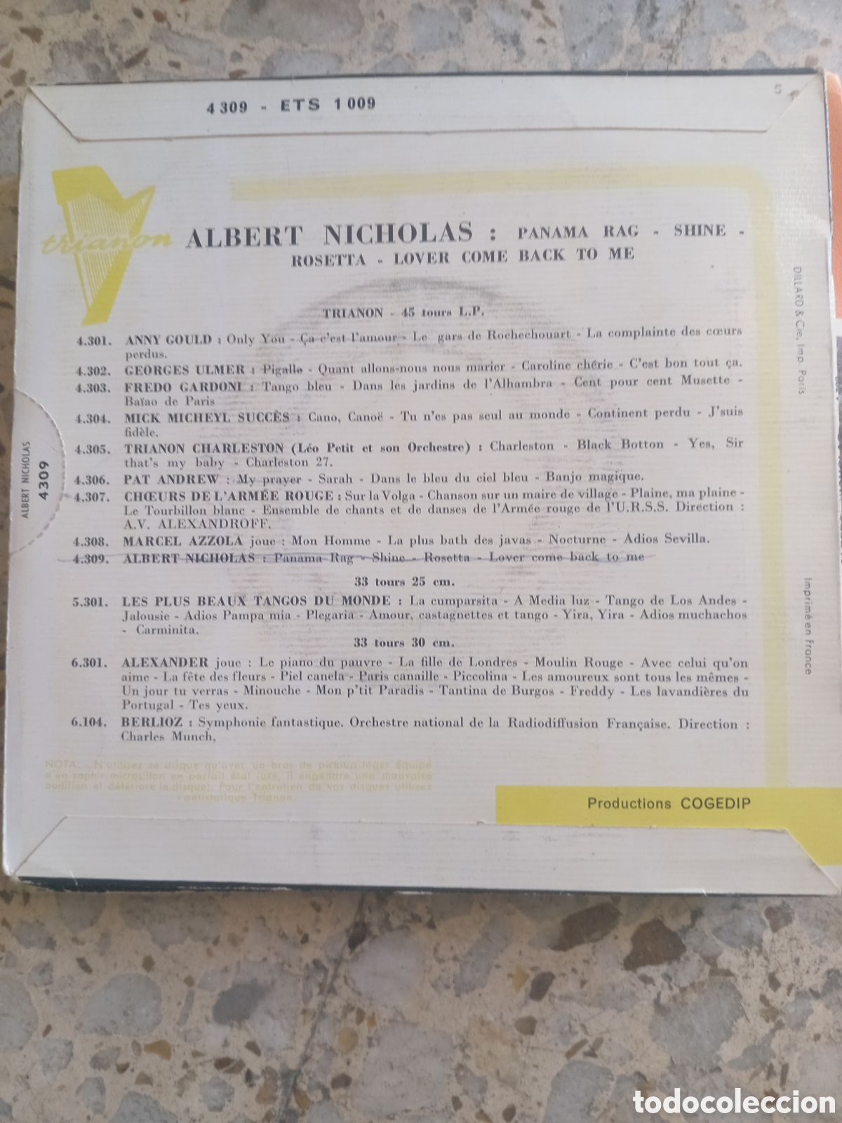 Discos de vinilo: EP ALBERT NICHOLAS PANAMA RAG 1959 FRANCIA - Foto 2