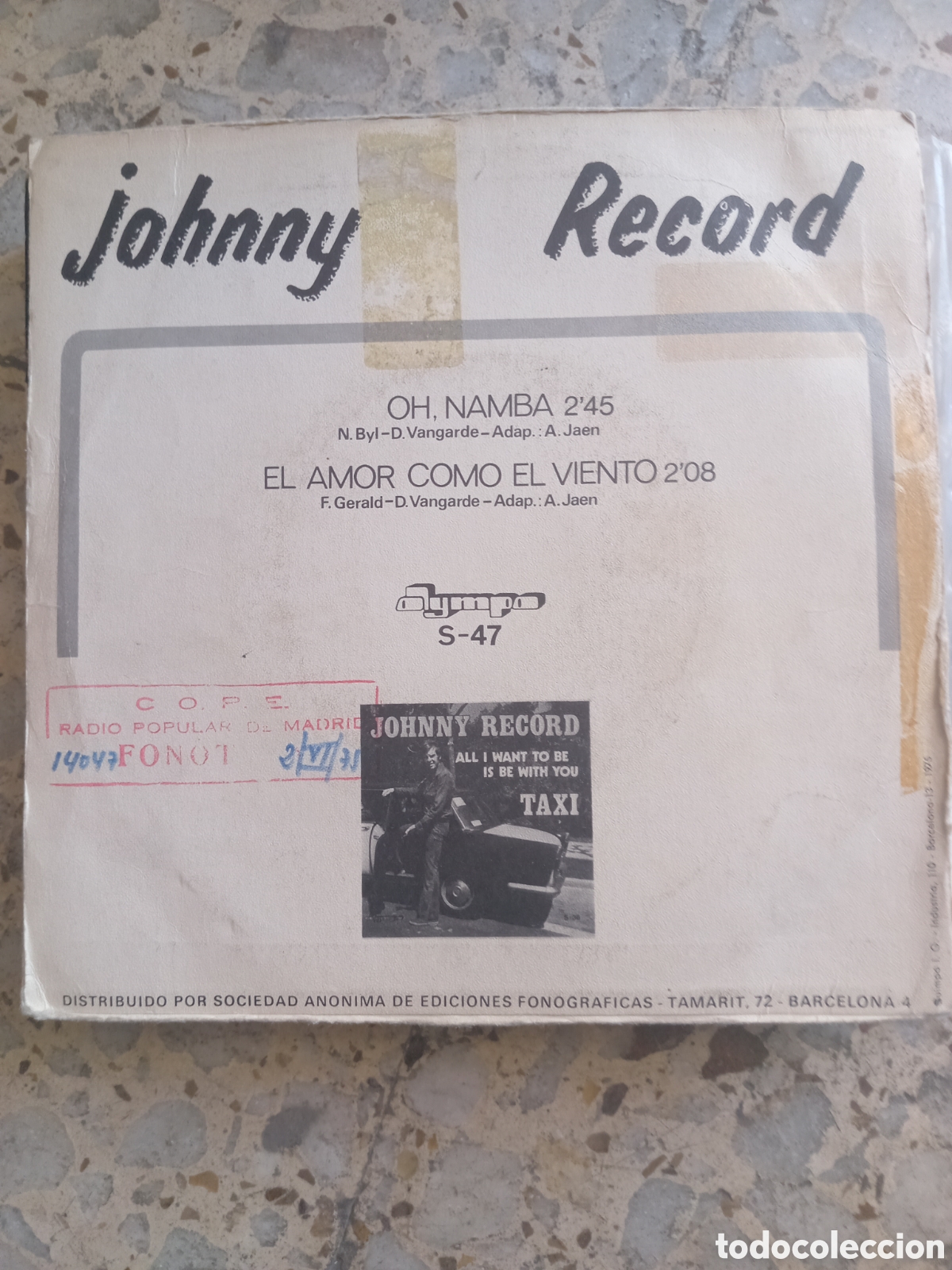 Discos de vinilo: SGL JOHNNY RECORD OH NAMBA 1975 - Foto 2