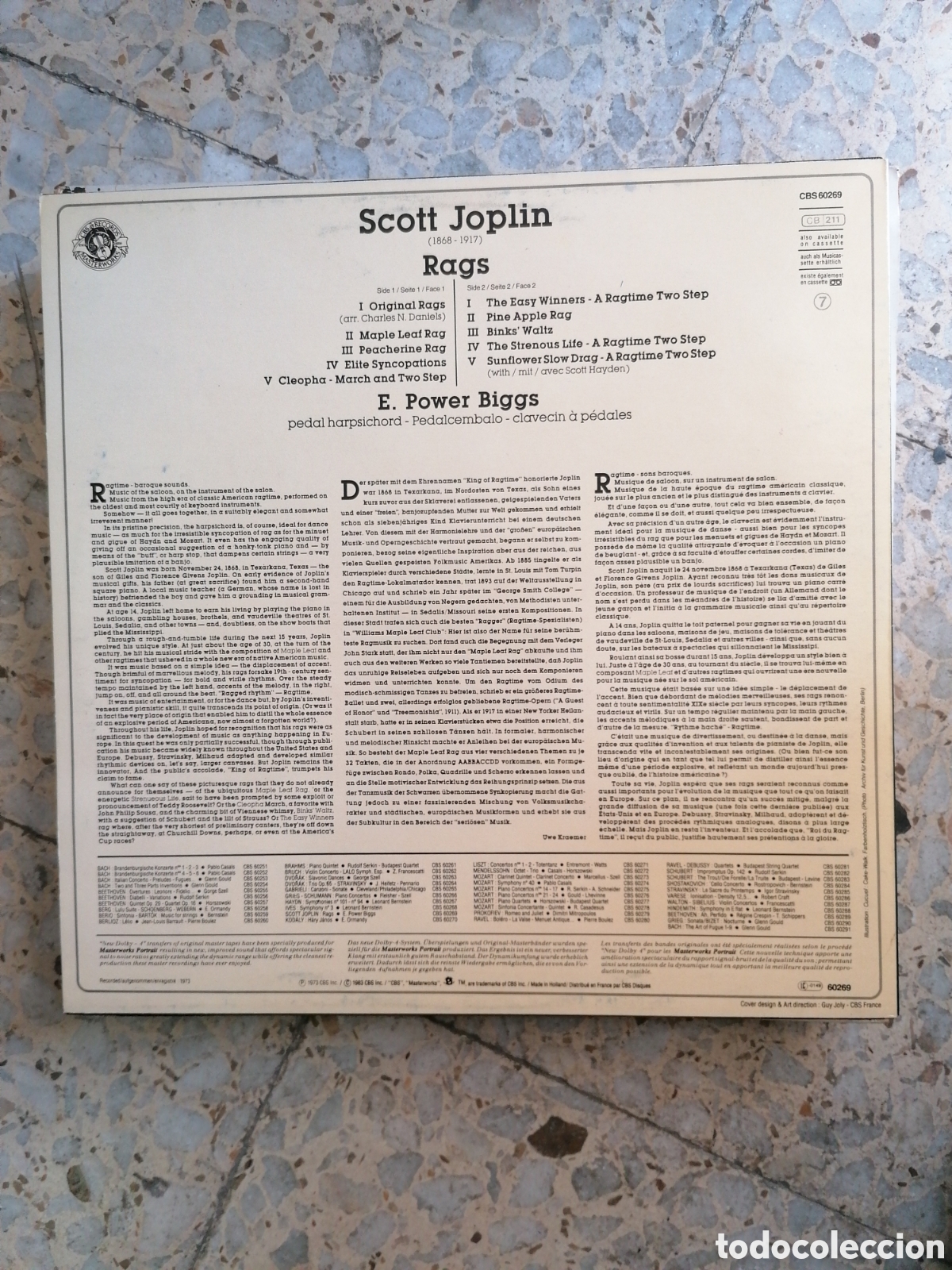 Discos de vinilo: LP SCOTT JOPLIN RAGS FRANCES 1973 - Foto 2