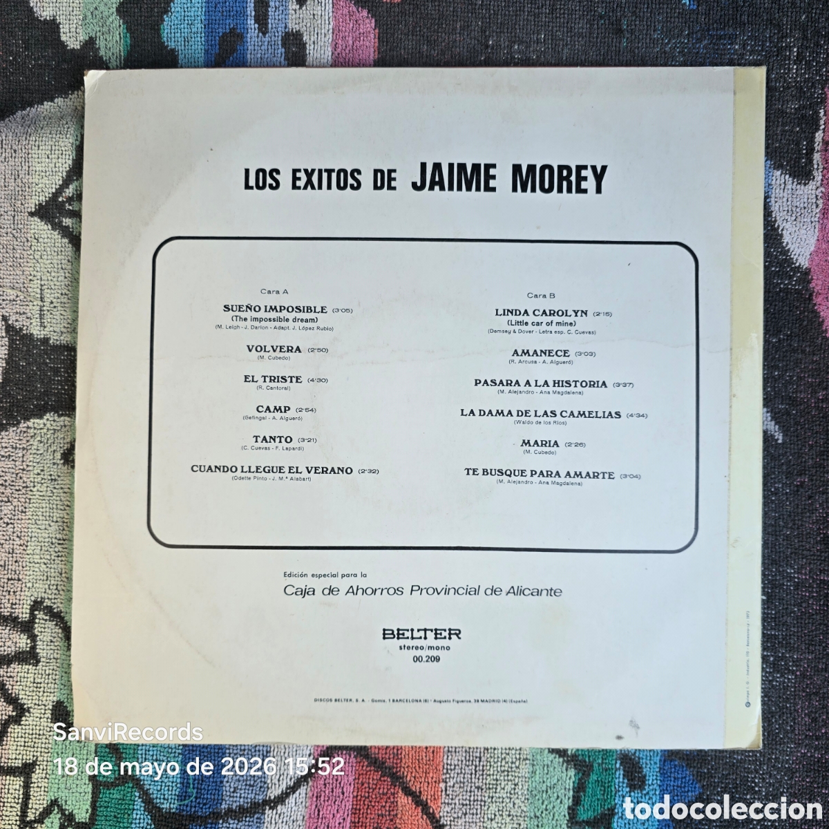 Discos de vinilo: [LP] LOS EXITOS DE JAIME MOREY (BELTER) (1973) - Foto 4