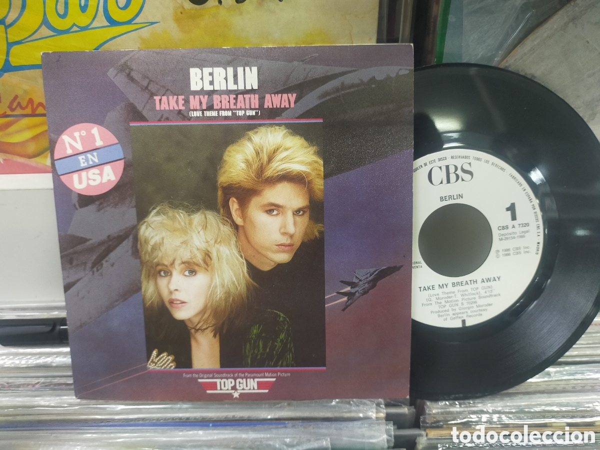 Discos de vinilo: Berl&iacute;n single promocional por una sola cara take my breath away b.s.o. top gun Espa&ntilde;a 1986