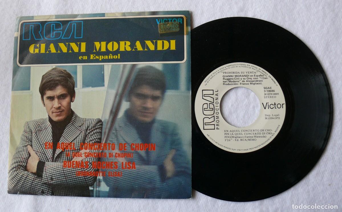 Discos de vinilo: Gianni Morandi - En espa&ntilde;ol - En aquel concierto de Chopin - Single 45 rpm