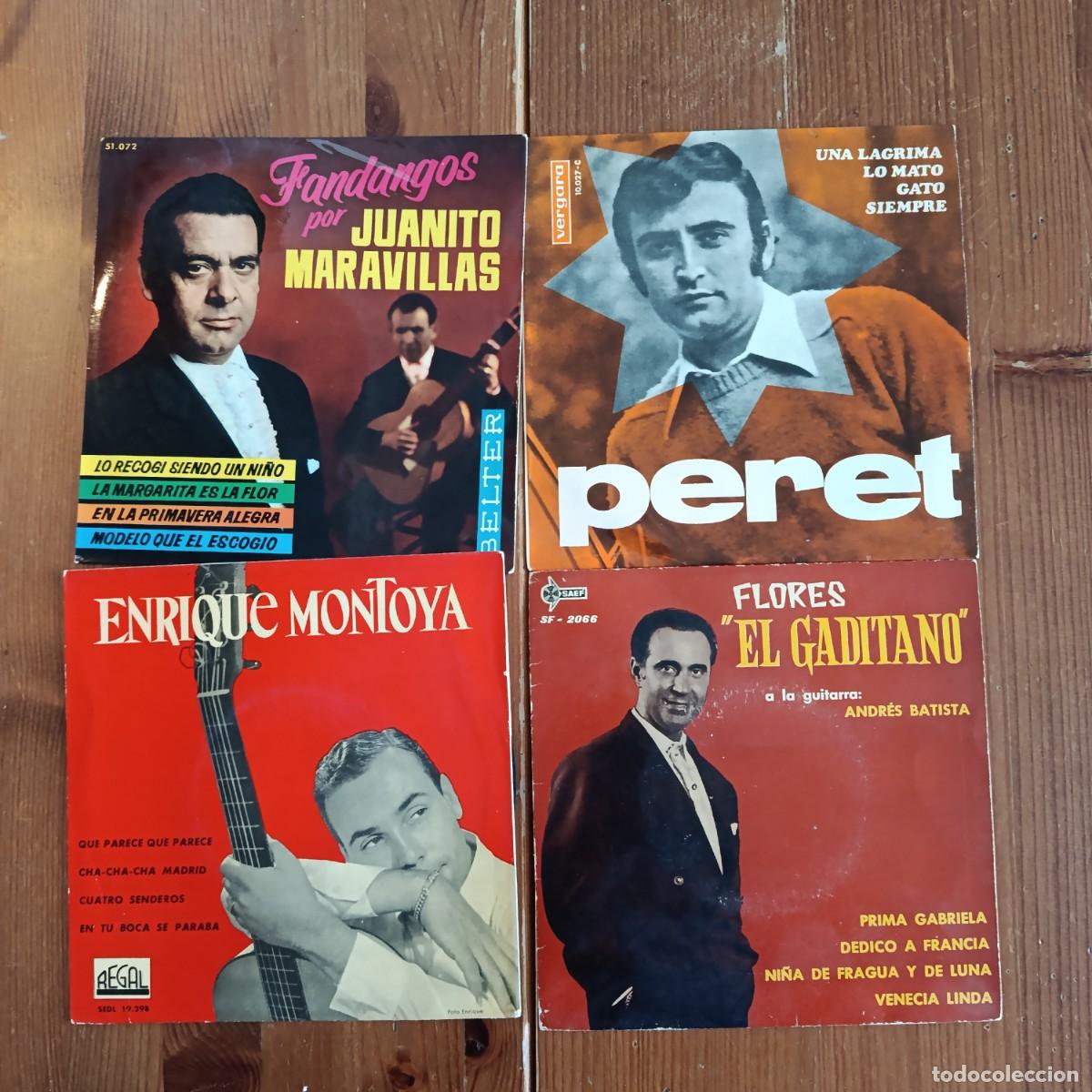 Discos de vinilo: LOTE DE 4 EPS FLAMENCO - PERET, ENRIQUE MONTOYA, FLORES EL GADITANO, JUANITO MARAVILLAS