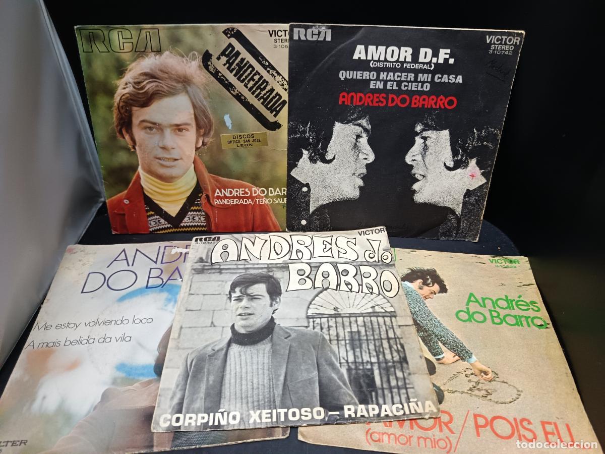 Discos de vinilo: ANDRES DO BARRO, LOTE de 5 Singles. Pandeirada/ Corpi&ntilde;o Xeitoso/ Rapaci&ntilde;a/ Te&ntilde;o Saudade/ Meu amor...