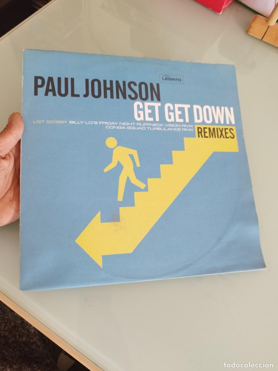 Discos de vinilo: Paul Johnson &ndash; Get Get Down (Remixes). Maxi single House.