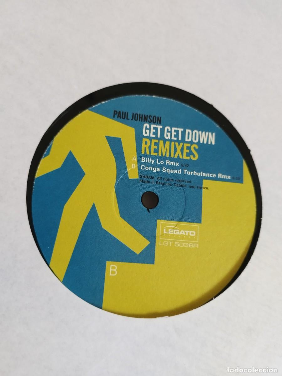Discos de vinilo: Paul Johnson &ndash; Get Get Down (Remixes). Maxi single House. - Foto 2