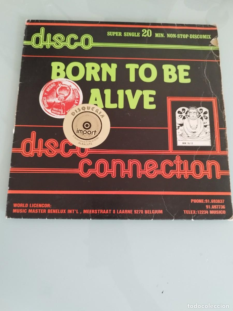 Discos de vinilo: Disco Connection &ndash; Born To Be Alive. Maxi single. Color rojo.