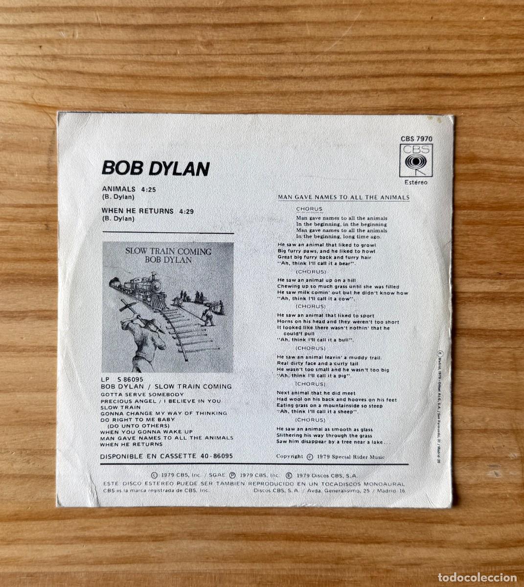 Discos de vinilo: Bob Dylan &ndash;Animals. Single. Spain 1979 - Foto 2