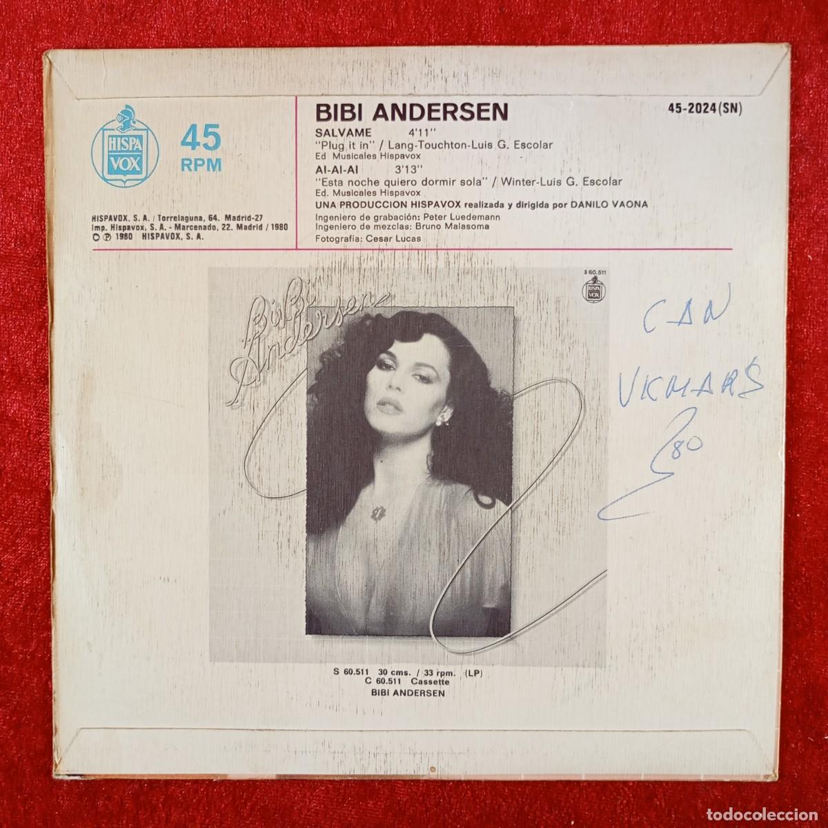 Discos de vinilo: BIBI ANDERSEN - SALVAME - 45-2024 - SINGLE - DISCO VINILO / 3830 - Foto 2