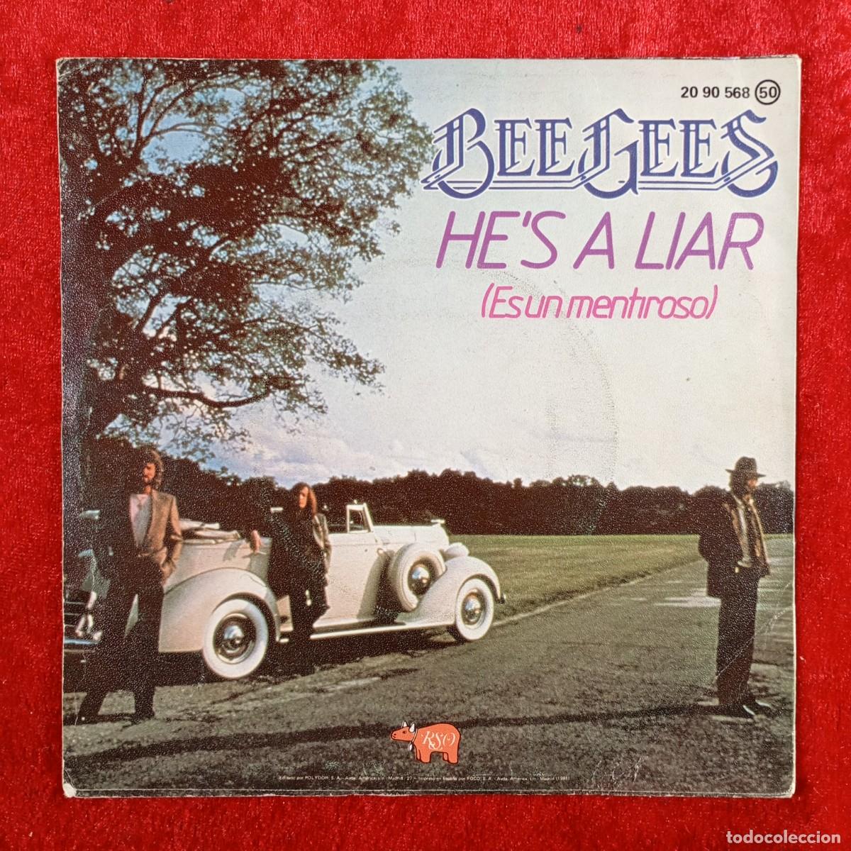 Discos de vinilo: BEE GEES - HE'S A LIAR - ES UN MENTIROSO - 20 90 568 - SINGLE - DISCO VINILO / 3841