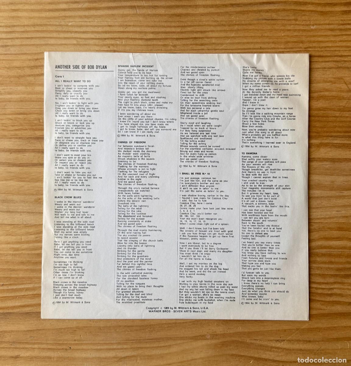 Discos de vinilo: Bob Dylan &ndash; Another Side Of Bob Dylan. Spain 1972 - Foto 3