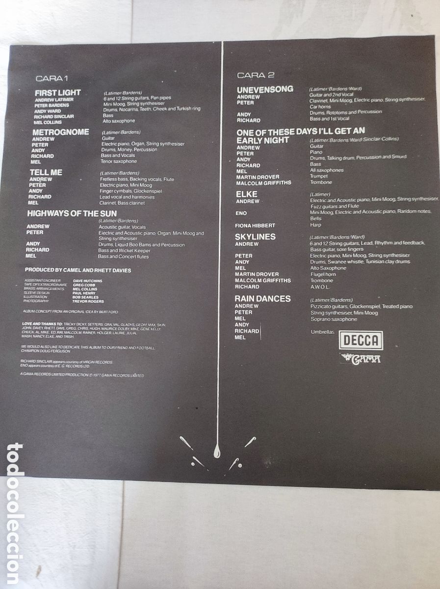 Discos de vinilo: CAMEL - RAIN DANCES (1977) - Foto 3
