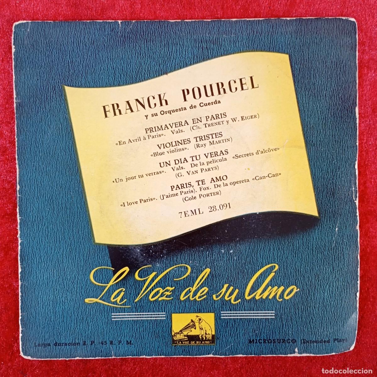 Discos de vinilo: FRANCK POURCEL - LA VOZ DE SU AMO - 7EML 28.091 - SINGLE - DISCO VINILO / 3899