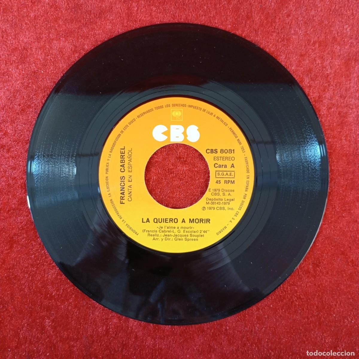 Discos de vinilo: FRANCIS CABREL - CBS 8081 - SINGLE - DISCO VINILO / 3988 - Foto 4