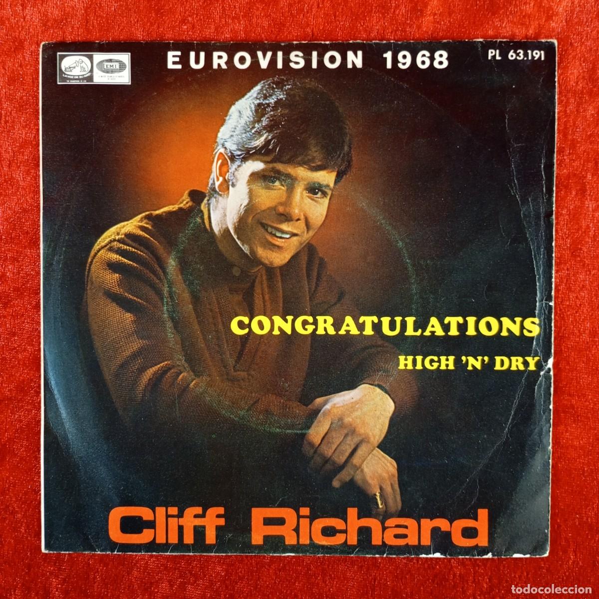 Discos de vinilo: CLIFF RICHARD - CONGRATULATIONS - HIGH N DRY - EUROVISION 1968 - SINGLE - DISCO VINILO / 4055