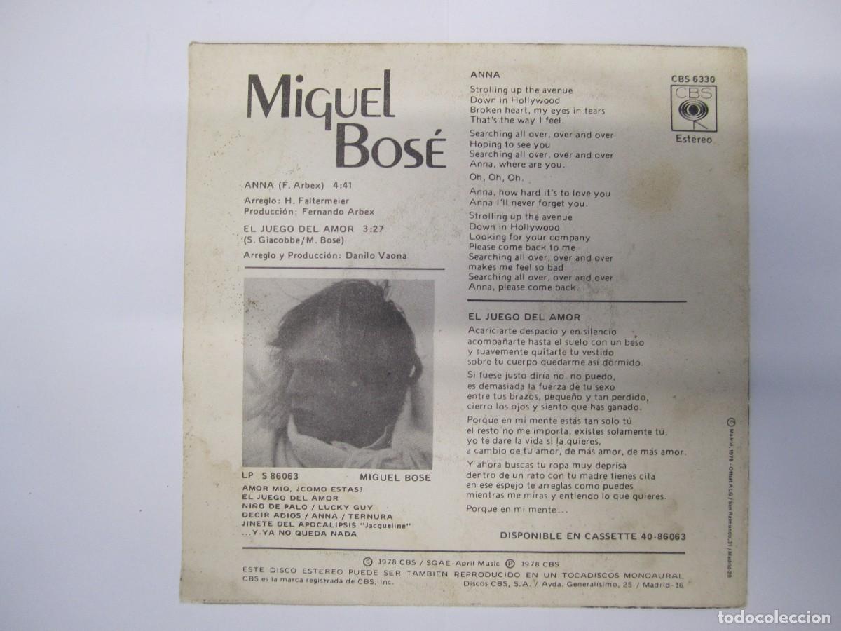 Discos de vinilo: disco vinilo single miguel bose anna - Foto 3