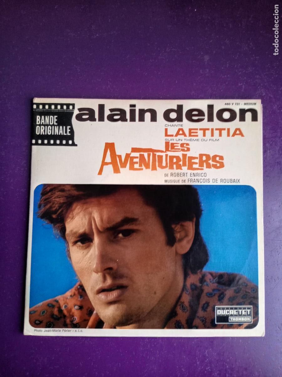 Discos de vinilo: Alain Delon / Fran&ccedil;ois De Roubaix &lrm;&ndash; Les Aventuriers +3 EP DUCRETET 1966 - BSO CINE FRANCIA 60'S
