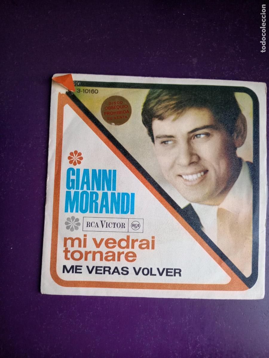 Discos de vinilo: Gianni Morandi &lrm;&ndash; Mi Vedrai Tornare / La Fisarmonica - Sg RCA 1966 - ITALIA BSO CINE - POCO USO