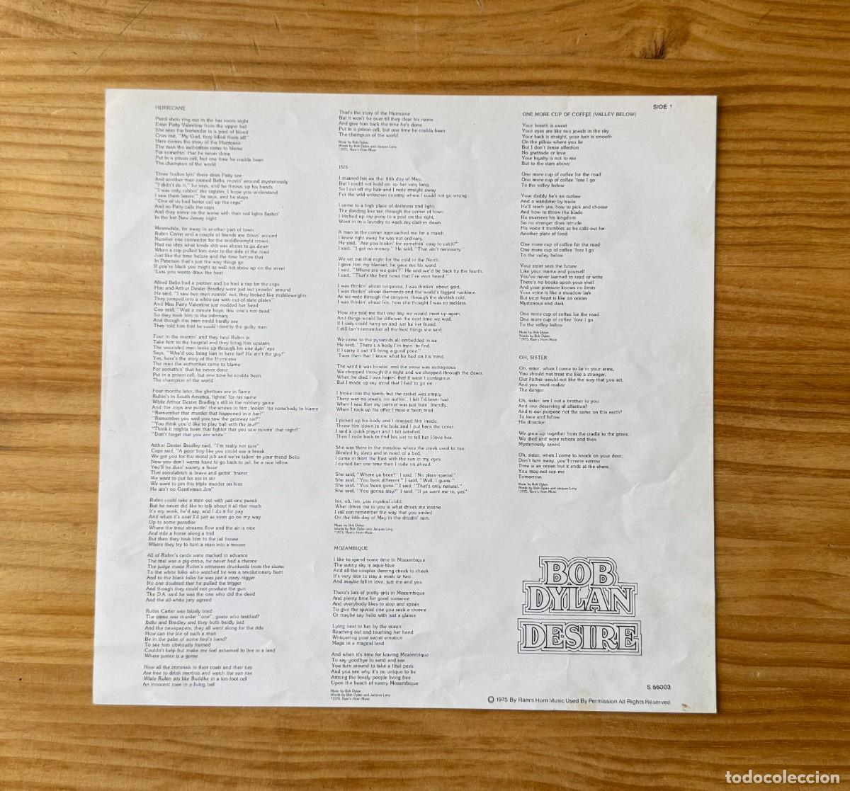 Discos de vinilo: Bob Dylan - Desire. Spain 1976 - Foto 3