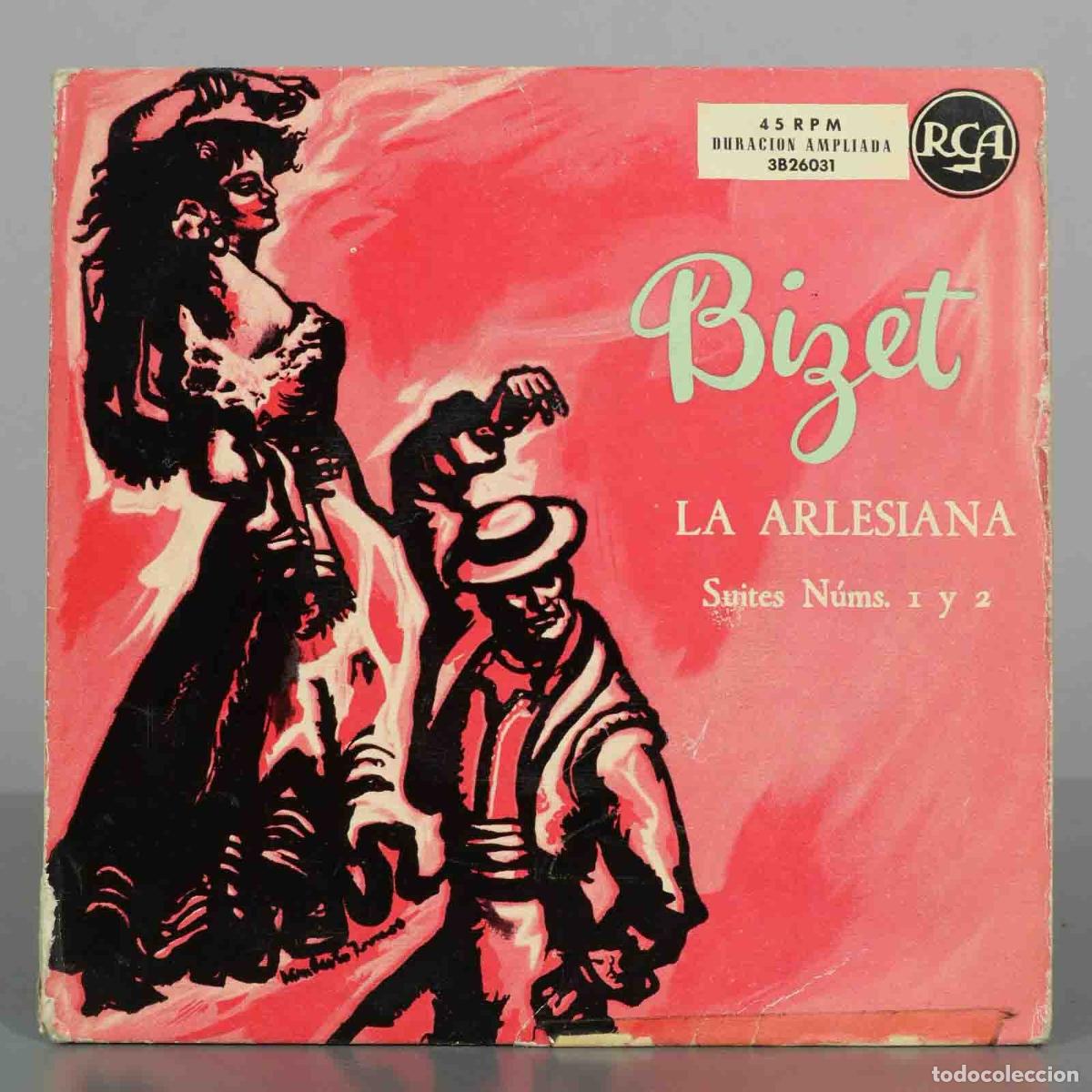 Discos de vinilo: SINGLE. Georges Bizet - La Arlesiana - Suites N&uacute;ms. 1 y 2 - Leopold Stokowski, Symphony Orchestra