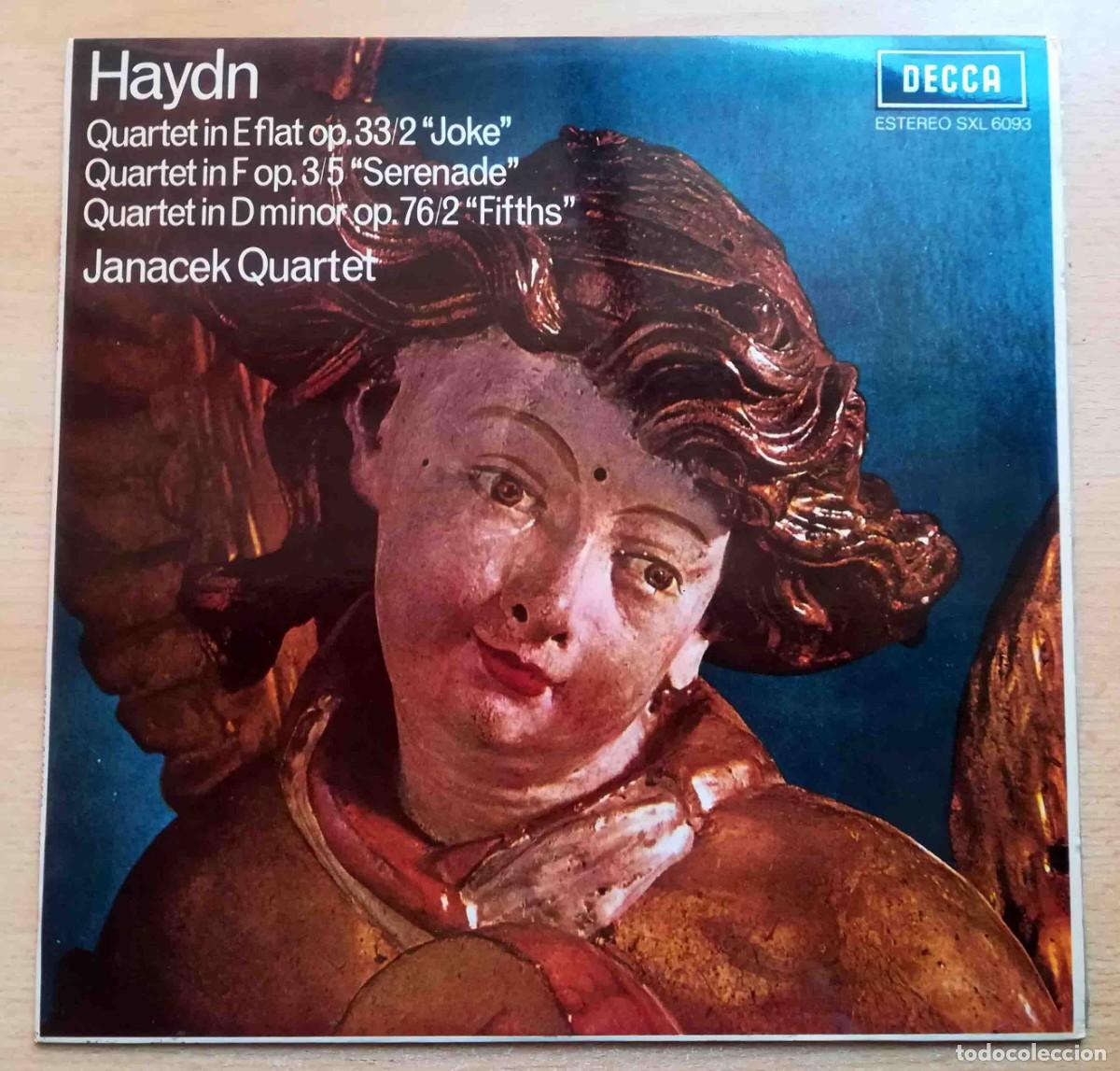 Discos de vinilo: Haydn Cuarteto Janacek. Mi Bemol (Joke), Fa (Serenade) Re Menor (Fifths). Decca 1970