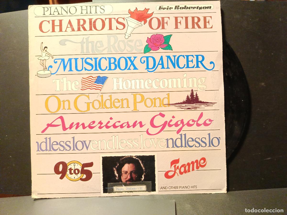 Discos de vinilo: Piano Hits - Eric Robertson -Chariots Of Fire, The Rose, American Gigolo, ... LP. sello K-Tel pepeto