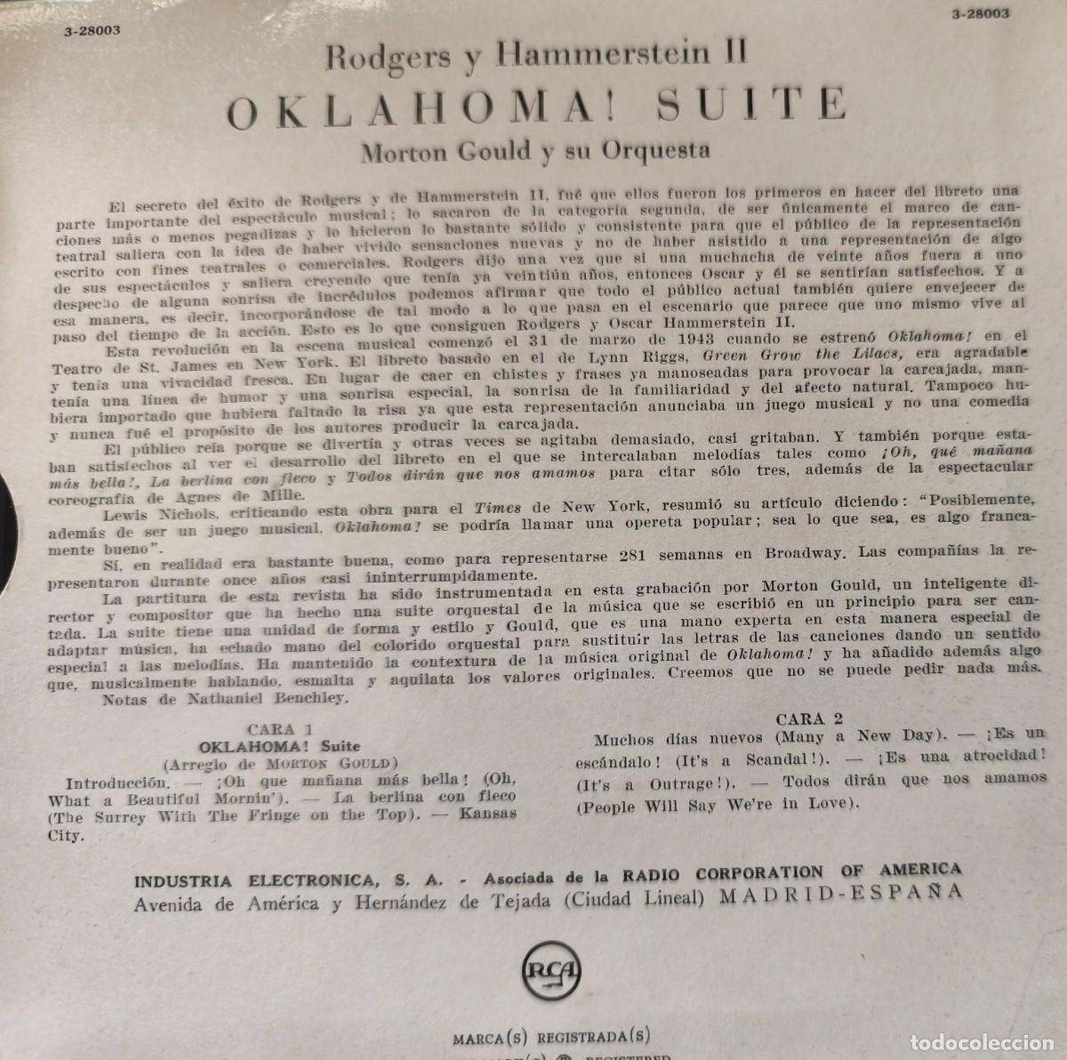 Discos de vinilo: OKLAHOMA! Suite (Arreglo de Morton Gould) - Foto 2