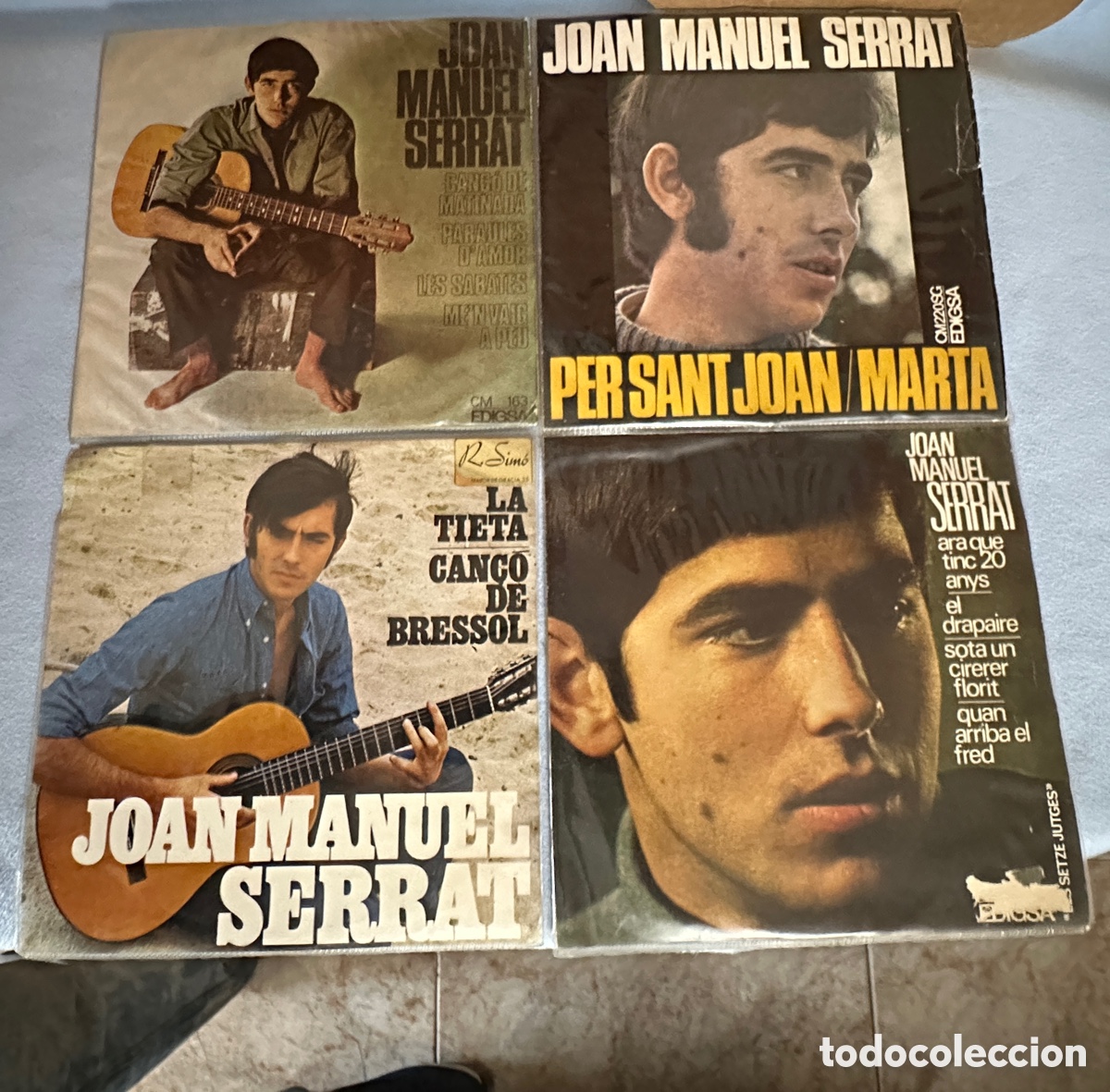 Vinyl records: 4 VINILOS SINGLE JOAN MANUEL SERRAT A&Ntilde;OS 60