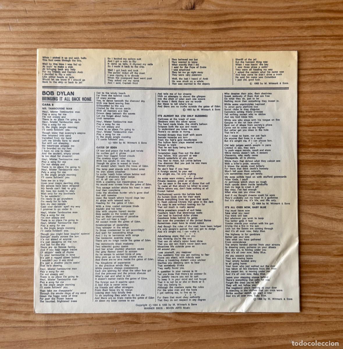 Discos de vinilo: Bob Dylan - Bringing it all back home. Spain 1972 - Foto 3