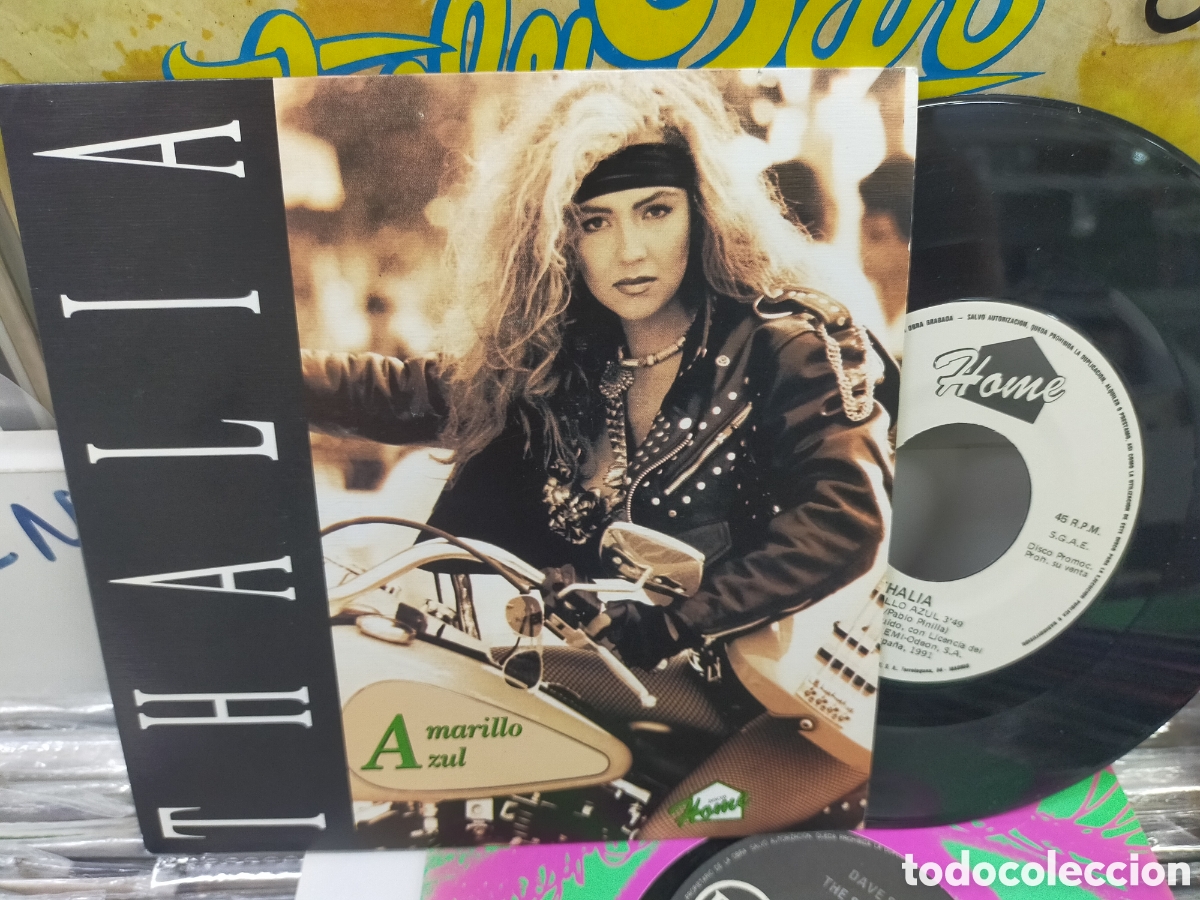 Discos de vinilo: Thal&iacute;a single promocional amarillo azul Espa&ntilde;a 1991